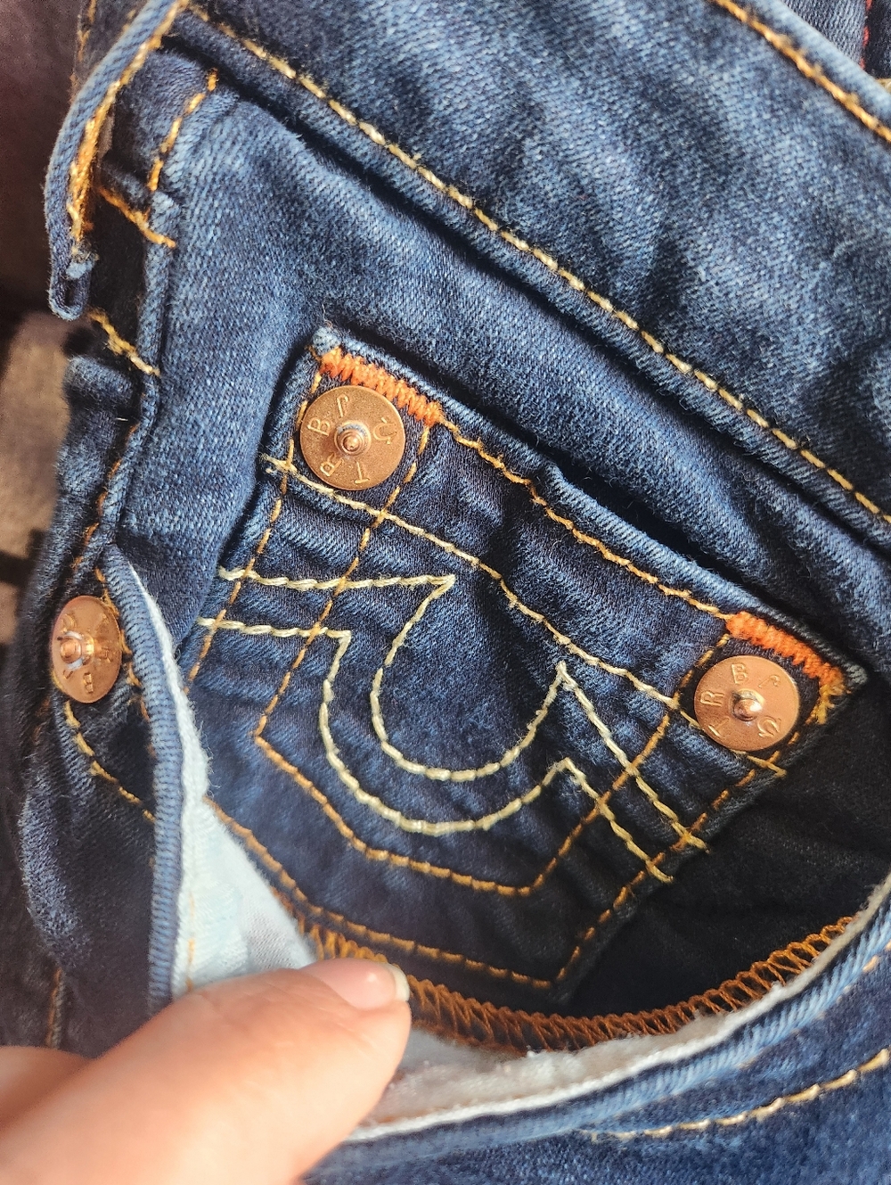 True Religion Curvy Skinny Jeans Dark Wash Horseshoe Super T Stitch 30 Like New - Picture 9 of 12